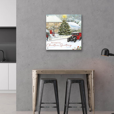 Art mural en verre épique «Vintage Christmas» par Elle Media Group SA, 24 po x 24 po
