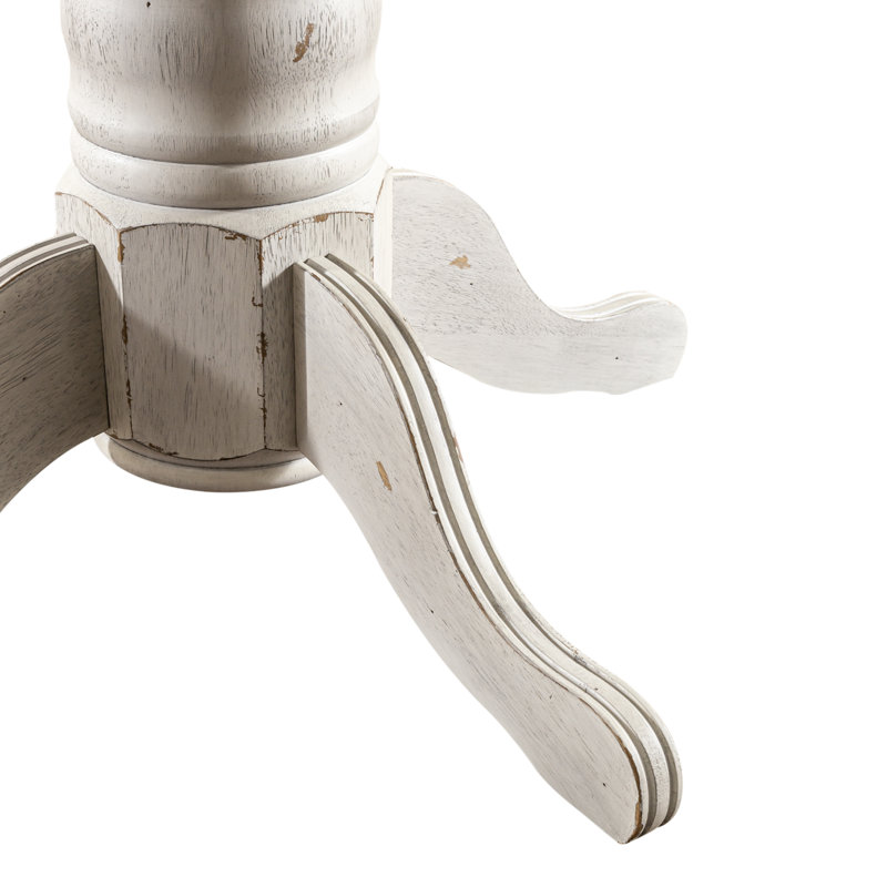 Judique Extendable Round Solid Wood Dining Table, White