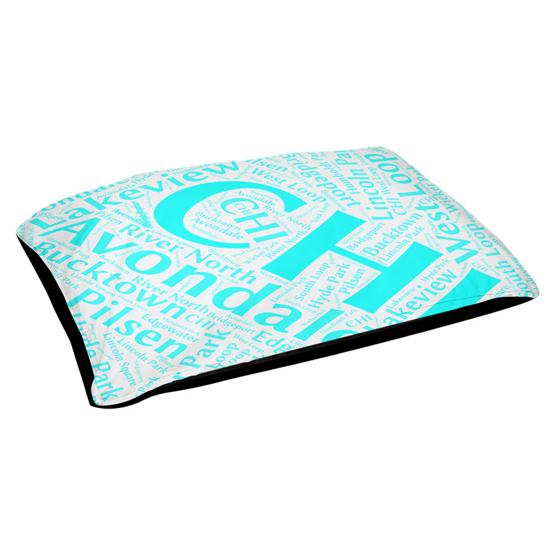 Coussin de chien « districts », Cyan, Grand (l 40 po x P 30 po x H 14 po), Chicago