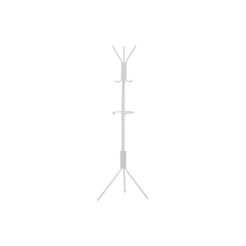 Coat Rack, Hall Tree, Free Standing, Hanging Bar, 6 Hooks, Entryway,  Metal, Contemporary,, White