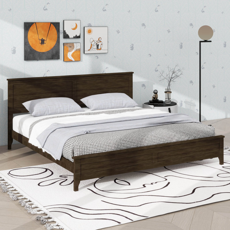 Elegant Bed Frame  For Cozy Bedroom, King, Espresso