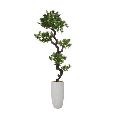 73.3'' Artificial Yucca Tree In A Tall Beige Fiberstone Planter