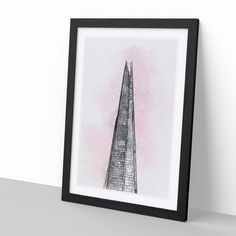 The Shard Building in London in Abstract - Picture Frame Graphic Art Print, 76cm H x 50cm W x 2cm D, Black