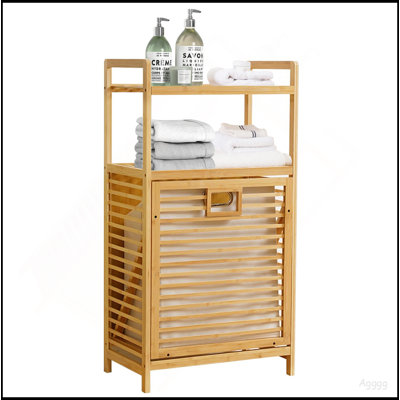 Panier à linge avec tablettes à 2 niveaux et panier inclinable, paniers à linge