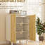 White And Natural Kitchen Cabinet With Doors Adjustable Shelves, Multipurpose For Home Storage Sideboard Buffet Functional Door Design - Function