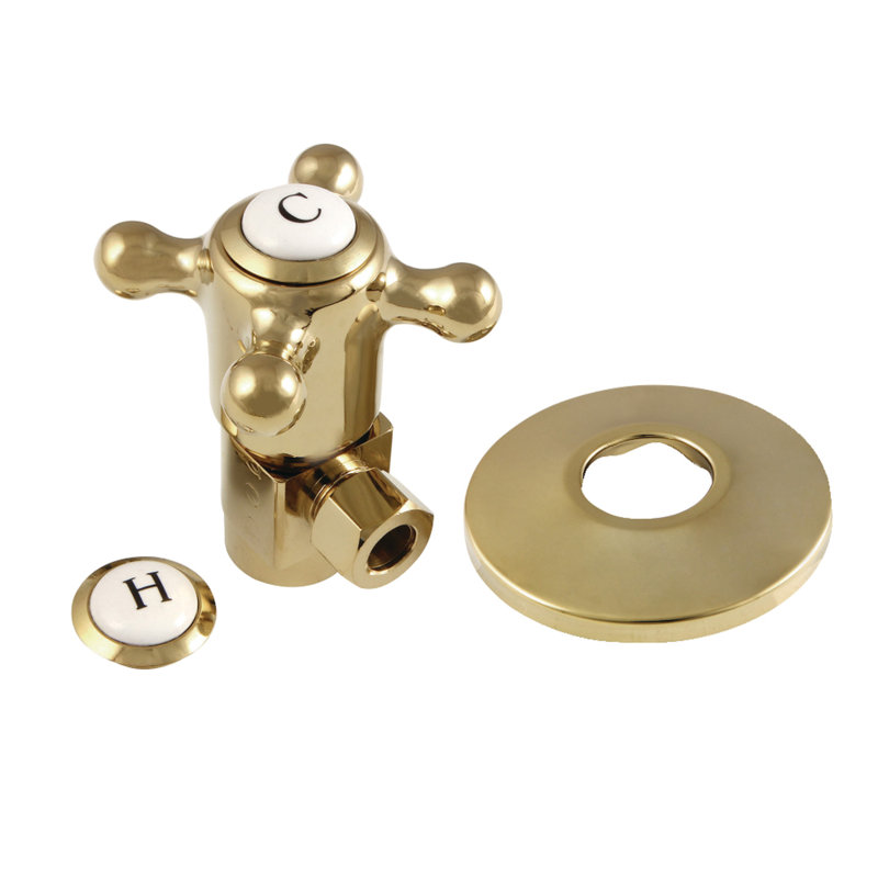 Kingston Brass 1/2-Inch FIP x 3/8-Inch OD Comp Anti-Seize Deluxe Quarter-Turn Ceramic Hardisc Cartridge Angle Stop with Flange