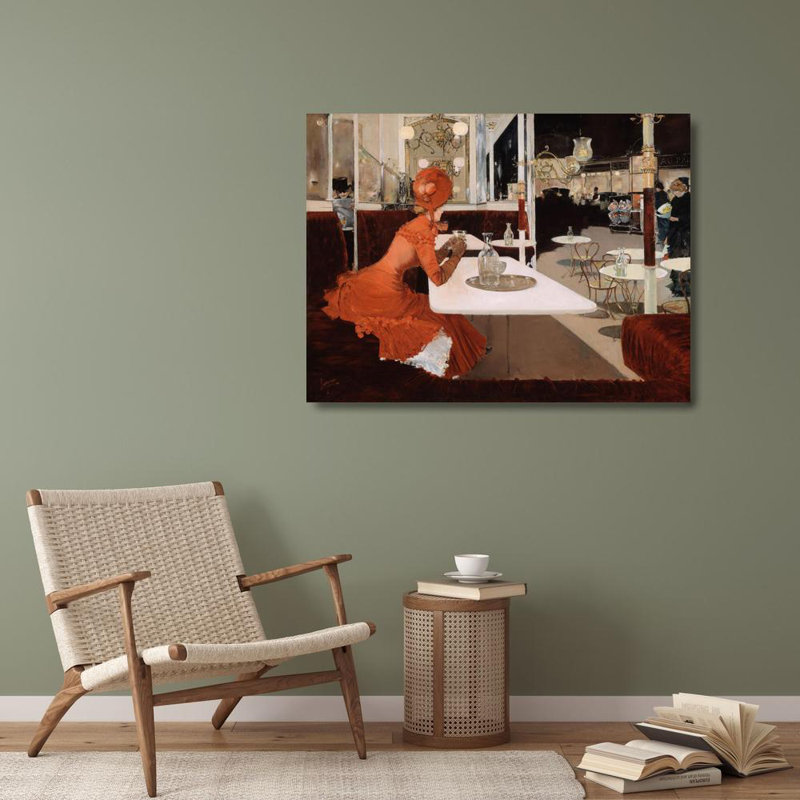 "In the Café" par Fernand Lungren - Art mural sur toile tendue avec châssis, H 40 po x l 28 po
