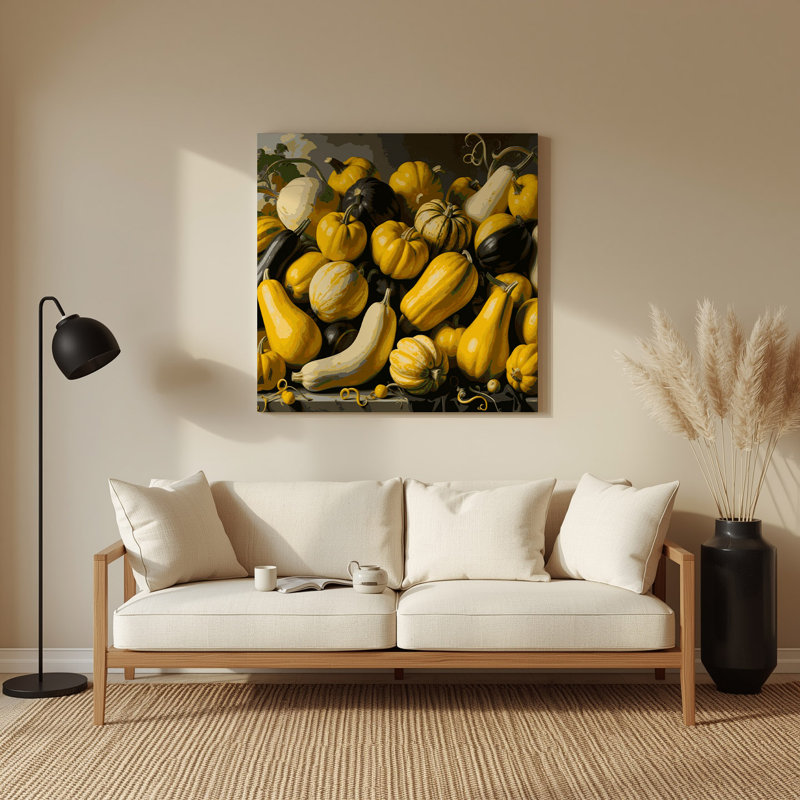 Légumes jaunes, courge d'été, art mural en métal brun, H 8 po x l 8 po