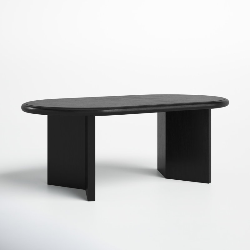 Matte Black Solid Mango Wood Minimalist Coffee Table