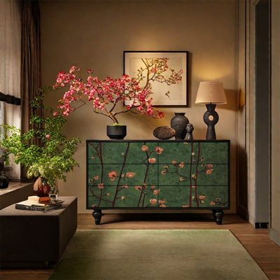 Six Drawer Walnut Frame Sideboard