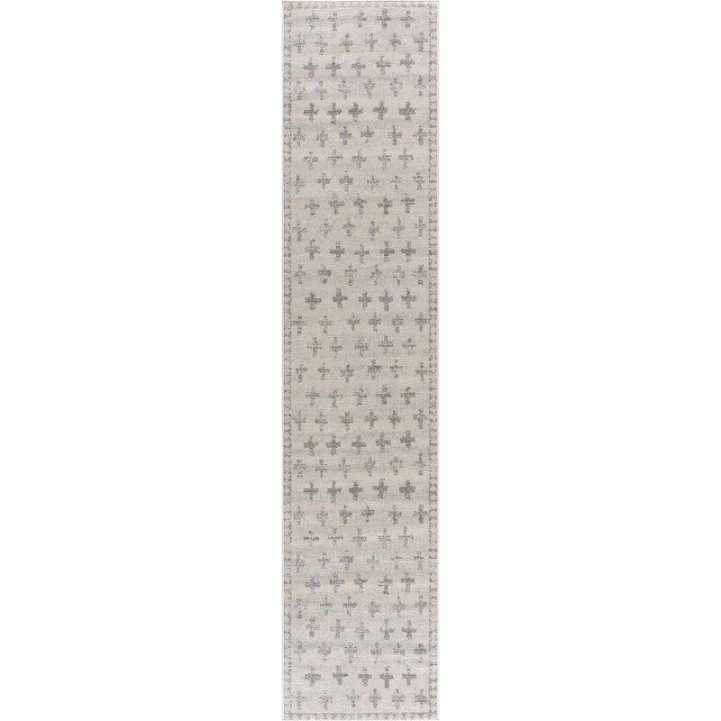 Dounia Transitional Performance Gray Area Rug, Runner 2'7" x 10'