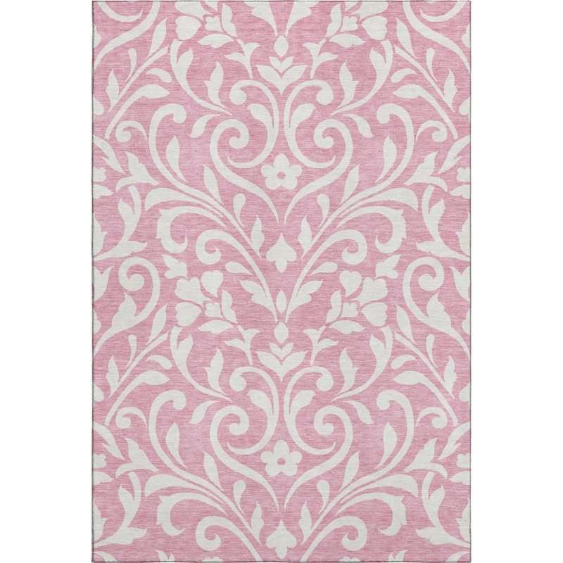 Premium Machine Washable Prisco Pink Rug, Rectangle 2'6" x 3'10"