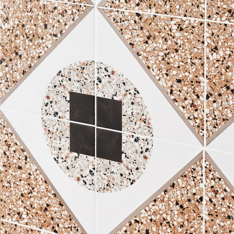 Chips 8x8 Matte Porcelain Tile, Deco Terracotta Multicolor