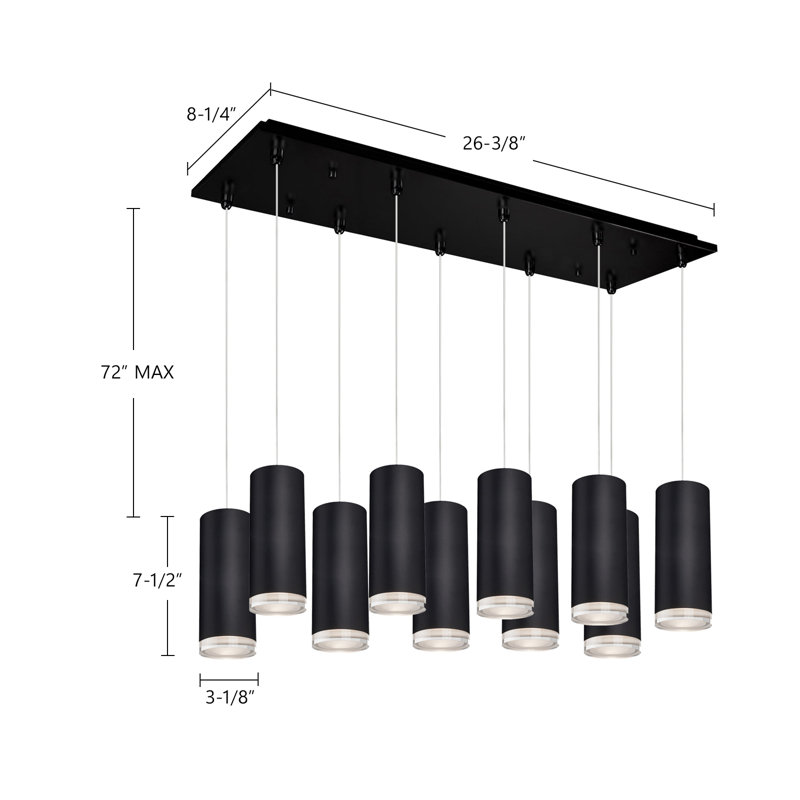 Cameo LED Pendant, 10 Lights, White, 83 W