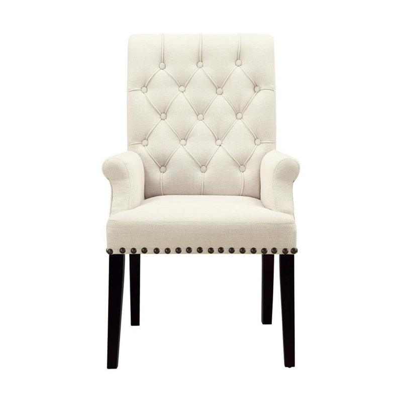 Chaise avec accoudoirs à garniture piquée