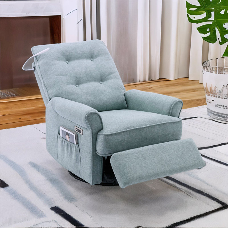 Lashawda Upholstered Massage Chair, Lotus Green Linen Blend