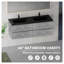 Meuble-lavabo mural de 60 po avec double lavabo en quartz noir sable, armoire en bois d'ingénierie gris ciment avec 4 tiroirs à fermeture en douceur