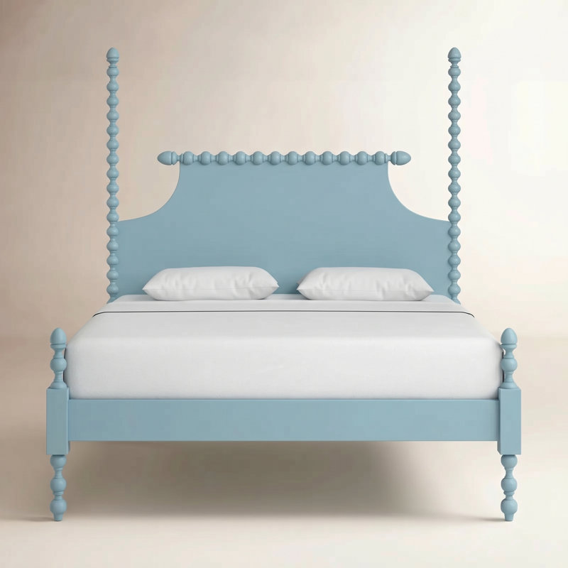 Mary Spindle Four Post Bed, King, Pacific