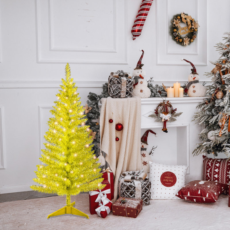 Arbre de Noël avec 50 lumières UL, 122 pointes en PVC, arbre de Noël artificiel pré-éclairé pour la décoration intérieure, petit espace, table, appartement ou bureau