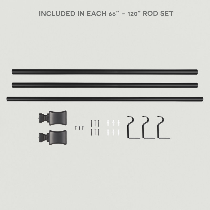 Adjustable Single Curtain Rod, Matte Black