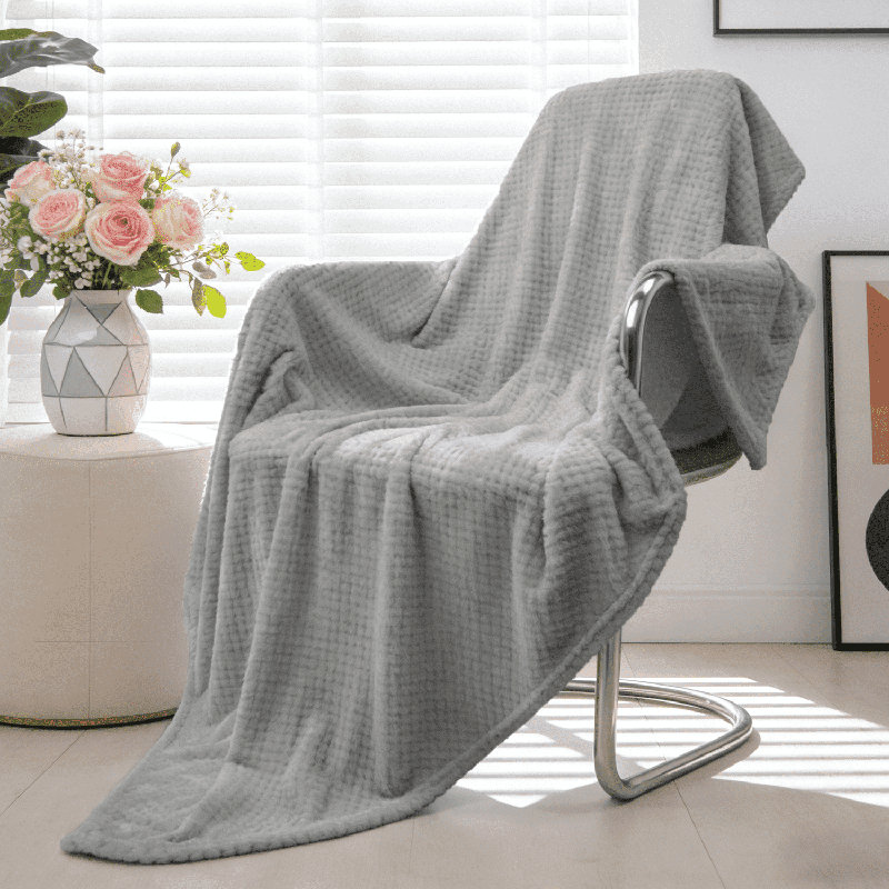 GRAY Waffle Weave Twin Size Blanket, Lightweight Soft Breathable Summer Throw Blanket for Air-Conditioned Rooms, Decorative Blanket for Couch, Sofa, Bed, Bedroom, Office & Home Decor
