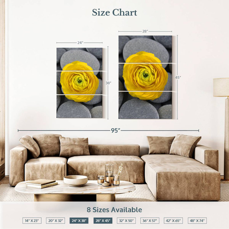 Harnek Bright Yellow Ranunculus, 38" H x 24" W