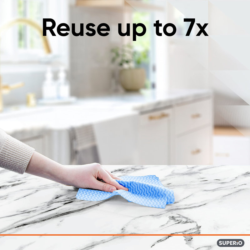 Lingettes pratiques Superio pour la cuisine - Lingette nettoyante multi-usage réutilisable bleue pour la maison, la salle de bain et le bureau. Torchon jetable, paquet de 30