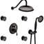 Douche de luxe en noir mat - 4 jets pour le corps, tête de douche à jet réglable, valve incluse