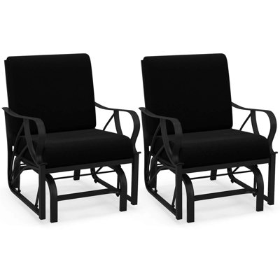 2 Pcs Patio Rocking Chair With Cushion Heavy-duty Metal Frame Smooth Glider Outdoor by Red Barrel Studio