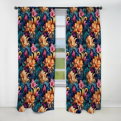 Mystic Reverie Paisley Motif II - Rideau floral - Rideau occultant floral - 1 panneaux