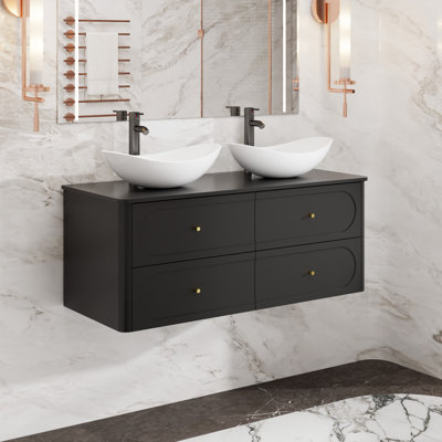 Meuble-lavabo mural 48 po avec lavabos vasques, robinets
