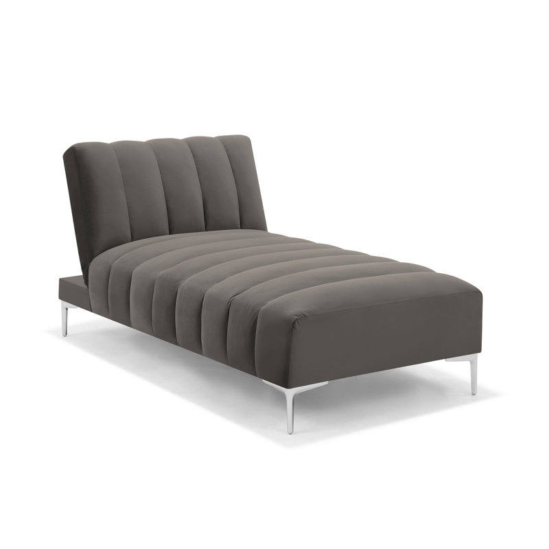 Camille Chaise Longue Daybed in Velvety Fabric, Grey