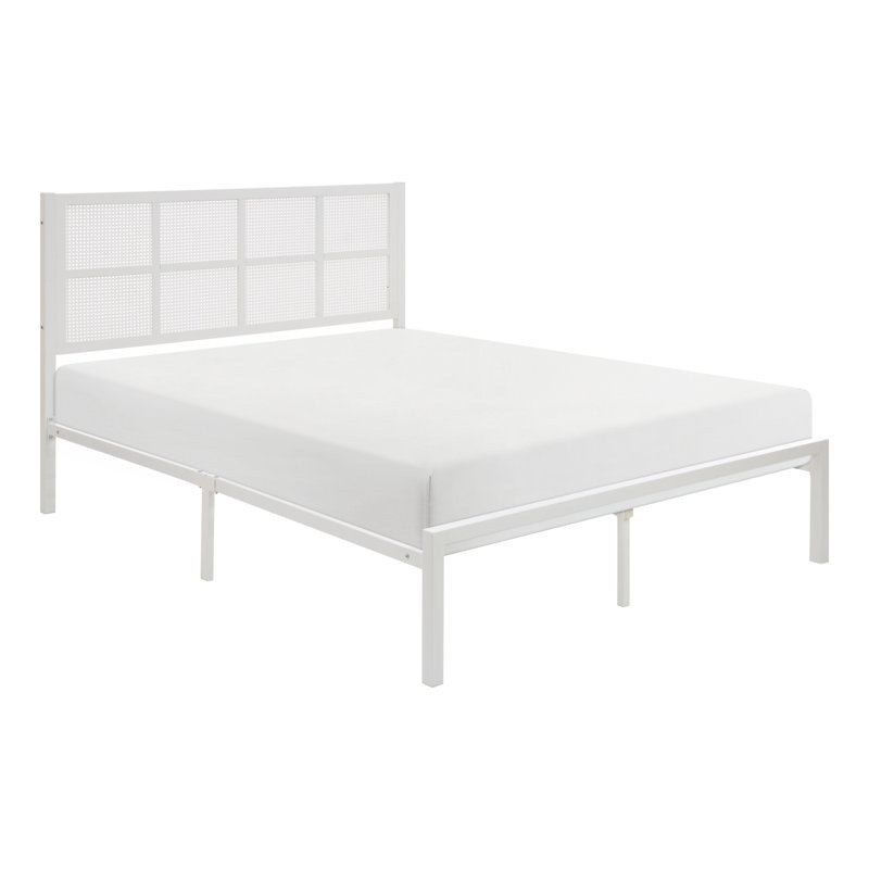 Platm Bedmetal Frame Finish Faux Cane Headboard