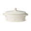 Ensemble de 2 mini boulangeries ovales Heritage 7,75 po 16 oz - Ramequins français en grès ivoire avec couvercle et détails botaniques en relief Heritage - Four à table pour gratins et cassoulets