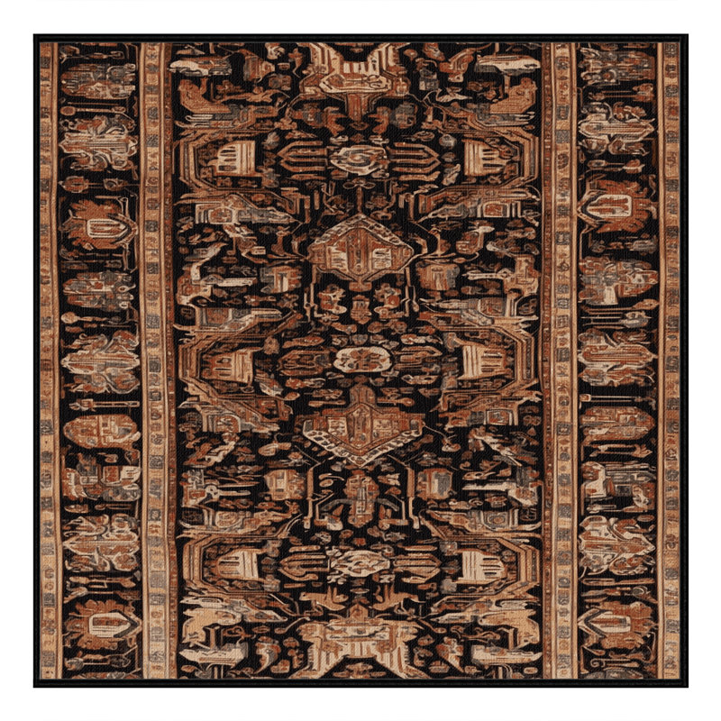 Machine Washable Persian Brown Area Rug, Square 4'