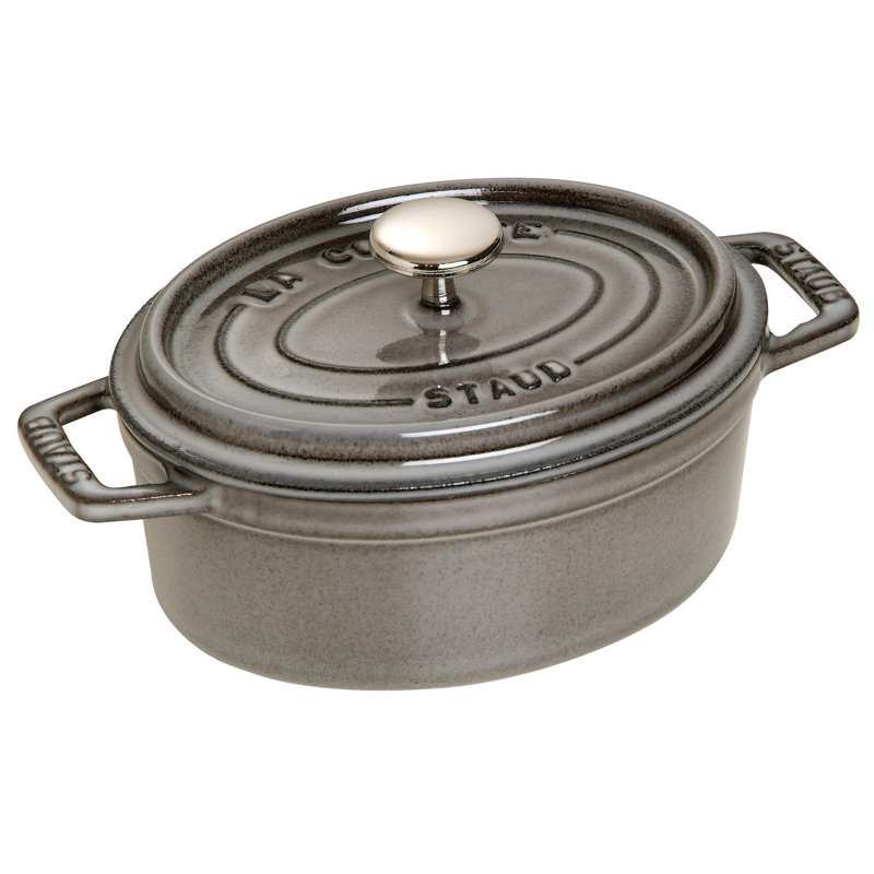 STAUB Oval Cast Iron Cocotte, Grey, 17cm