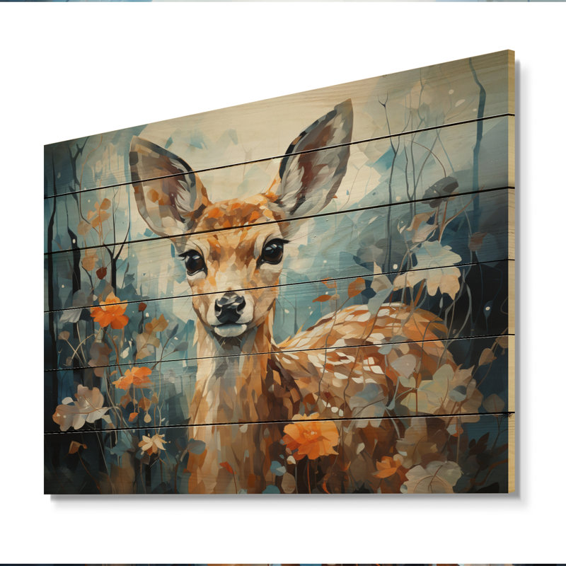 Laurianne Deer Graceful Fawn Collage I sur bois, H 30 po x l 40 po x P 0,78 po