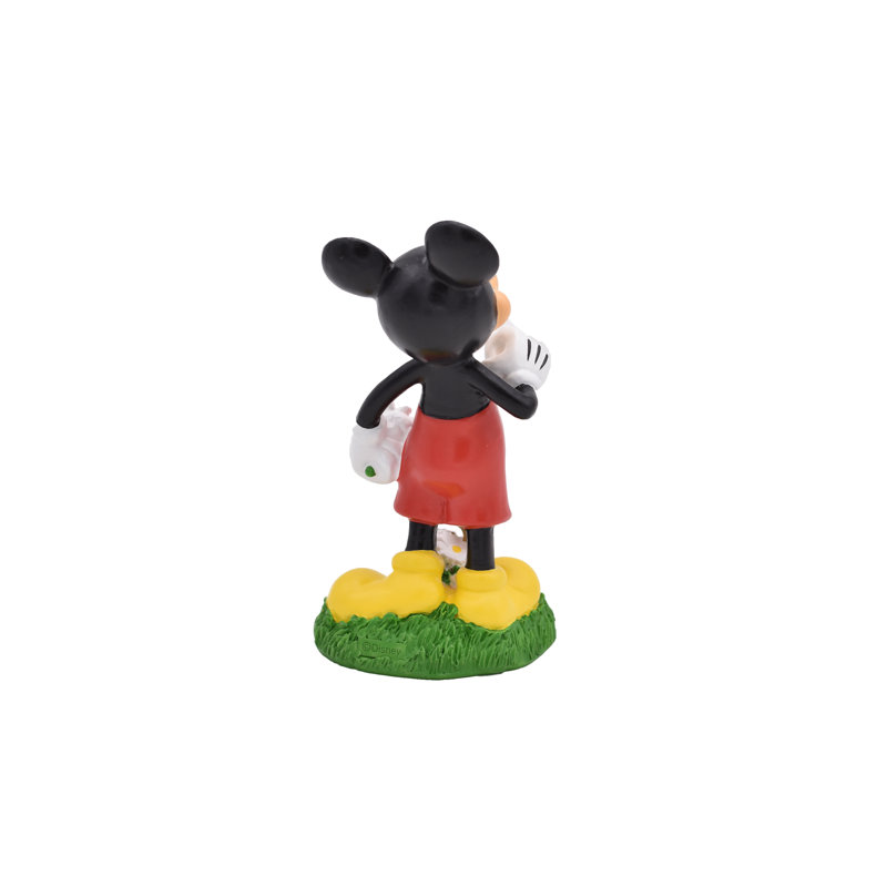 Hand-Painted Mickey Mouse Picking Daisies Garden Statue, 6 inches