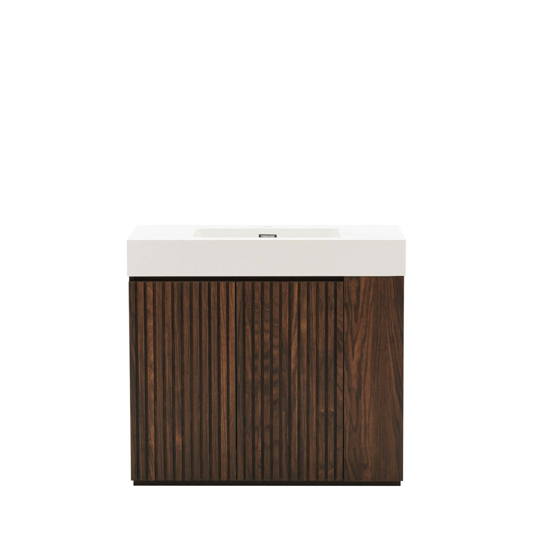 Meuble-lavabo autoportant 36 po en noyer avec lavabo 36 po Winston