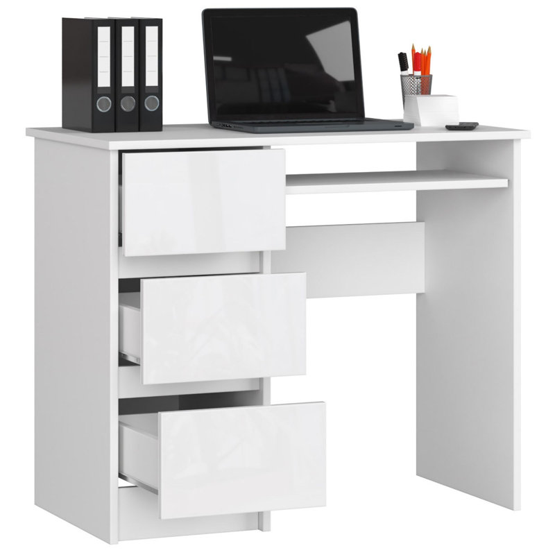 Eldwin Computer Desk, Left, Gloss White