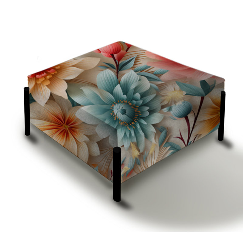 Collage de couleurs pastel éclectique floral - repose-pieds carré éclectique