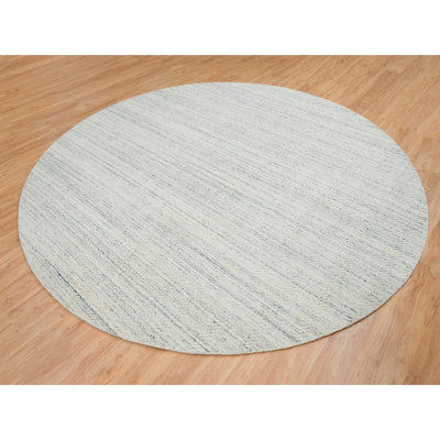 Tapis beige noué à la main de conception unique 11 pi 9 po x 11 pi 9 po New Age