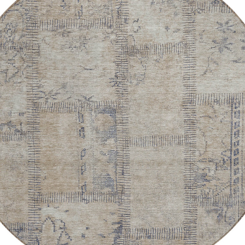 Tapis rond 8 po beige taupe beige