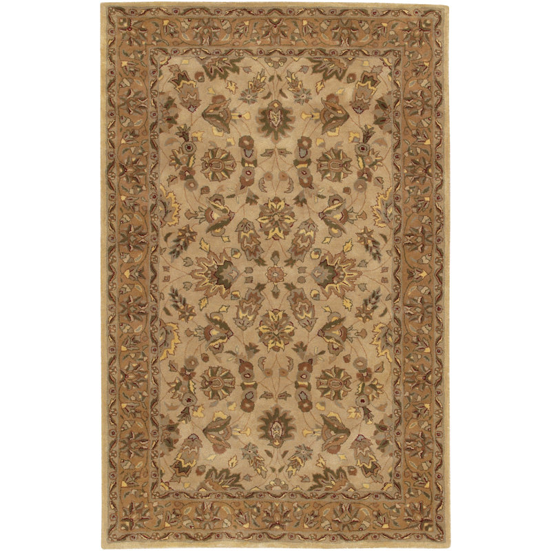 Tapis en laine à motif de médaillons botaniques et symétriques Ellenton, Rectangulaire 2 pi x 3 pi