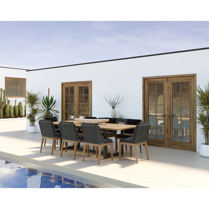 Sorrento Outdoor Teak Dining Side Chair, Off White, Brown