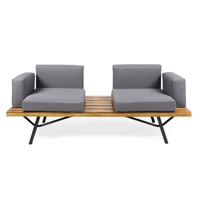 Bois avec détails faits à la main - Coussins de siège de patio confortables et élégants avec pieds en métal rustiques