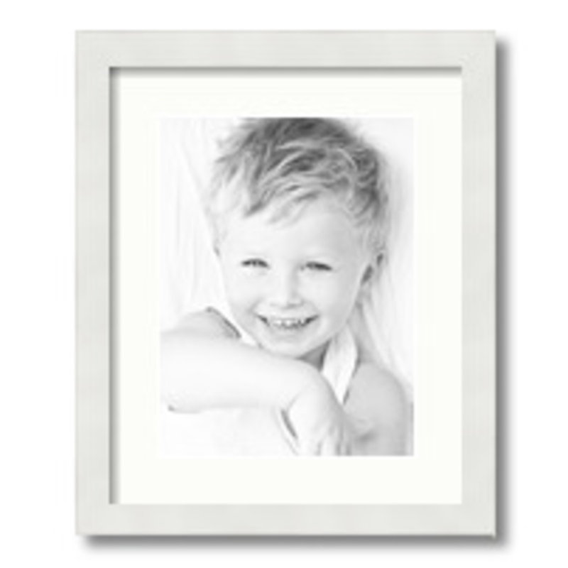Shokouh Matte Picture Frame with Mat, Fabric White