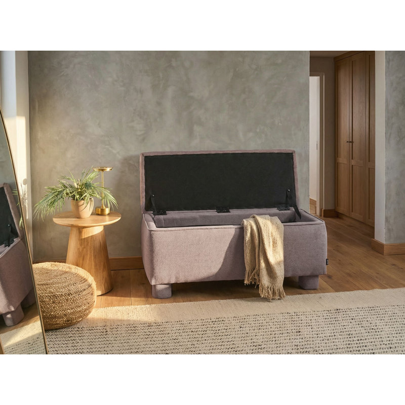 Fabric Upholstered Storage Bench, Taupe