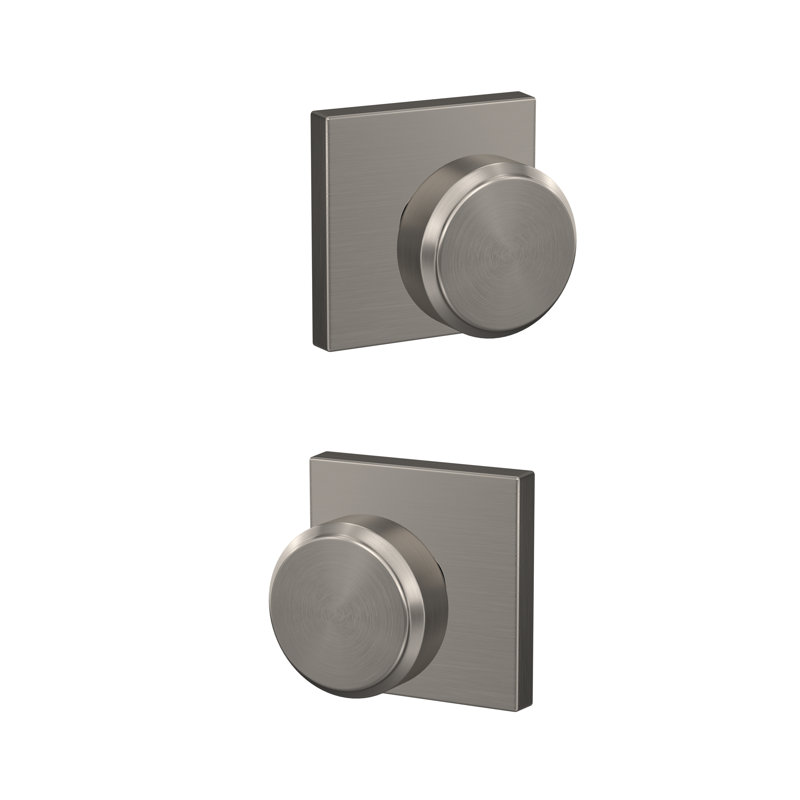 Bowery Double Dummy Knob with Collins Trim, Satin Nickel