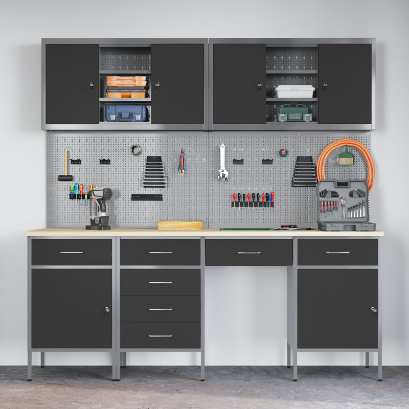 Work Cabinet with Drawer, Black